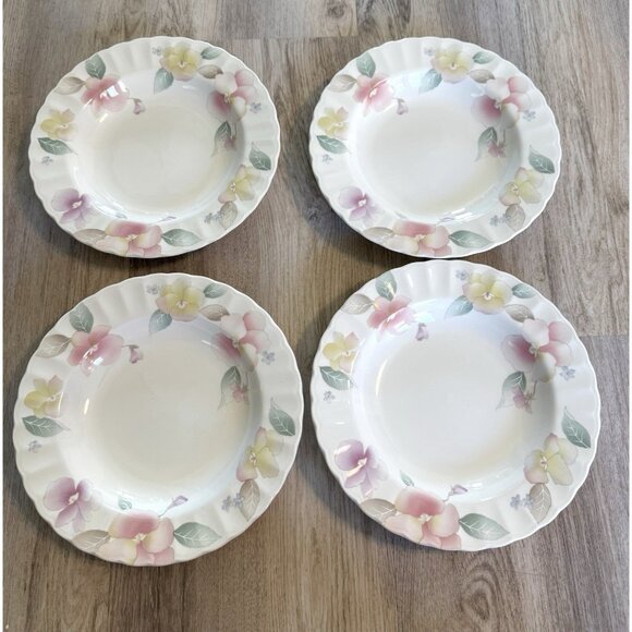 Mikasa Silk Blossoms Set Of 4 Shallow Bowls 9” Dishwasher & Microwave Safe - Picture 4 of 6